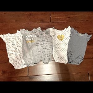 Bundle of 5 Carter’s flutter sleeve onesies 3 mos